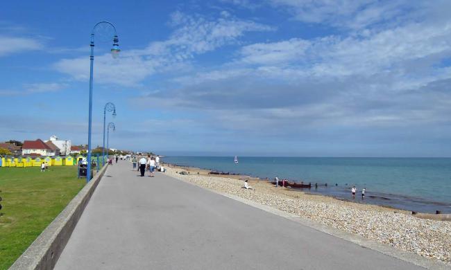 The promenade looking east at Felpham beach